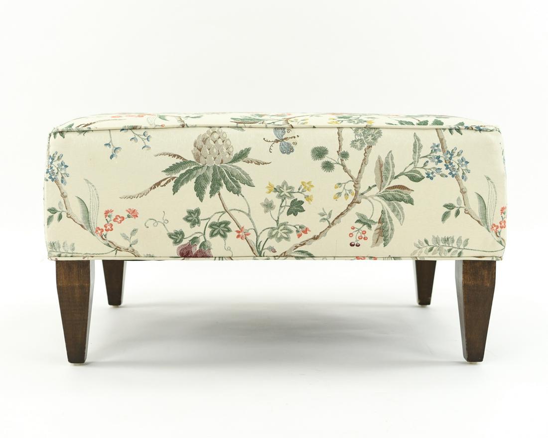 SCALAMANDRE SILK UPHOLSTERED OTTOMAN (1 of 11)