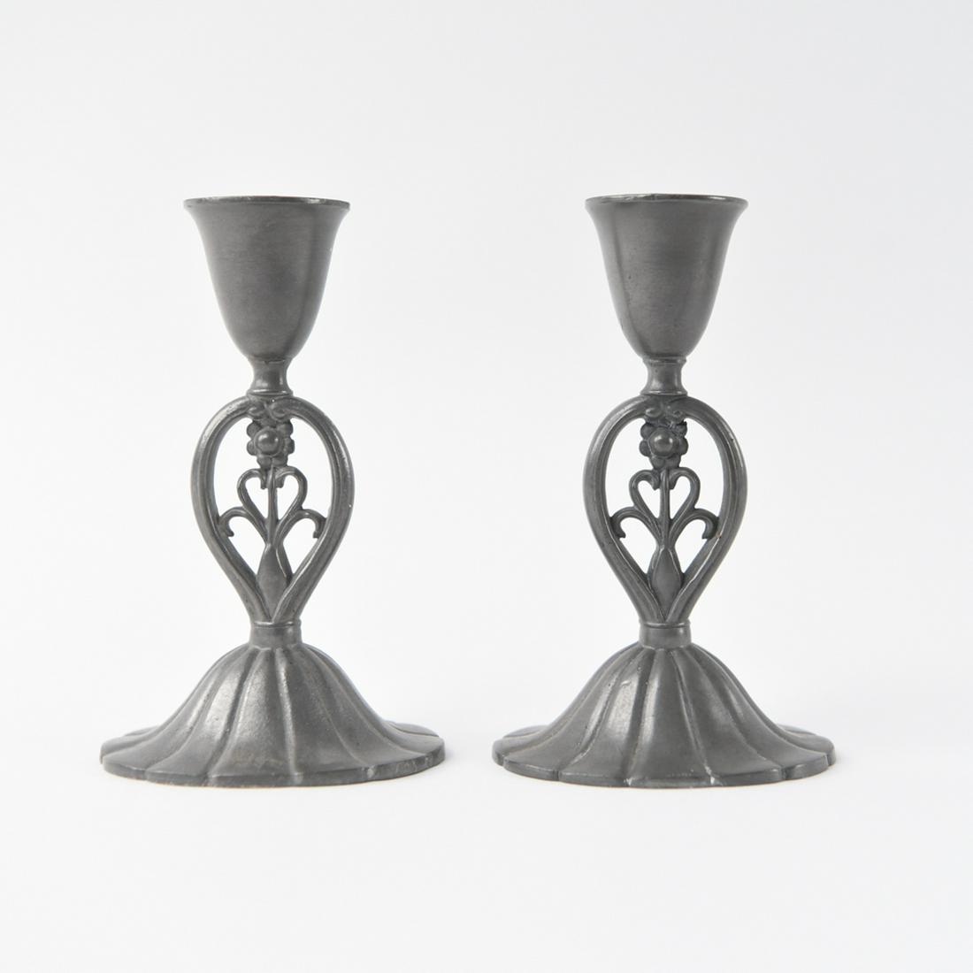 PAIR OF PEWTER JUST ANDERSEN CANDLESTICKS (1 of 9)