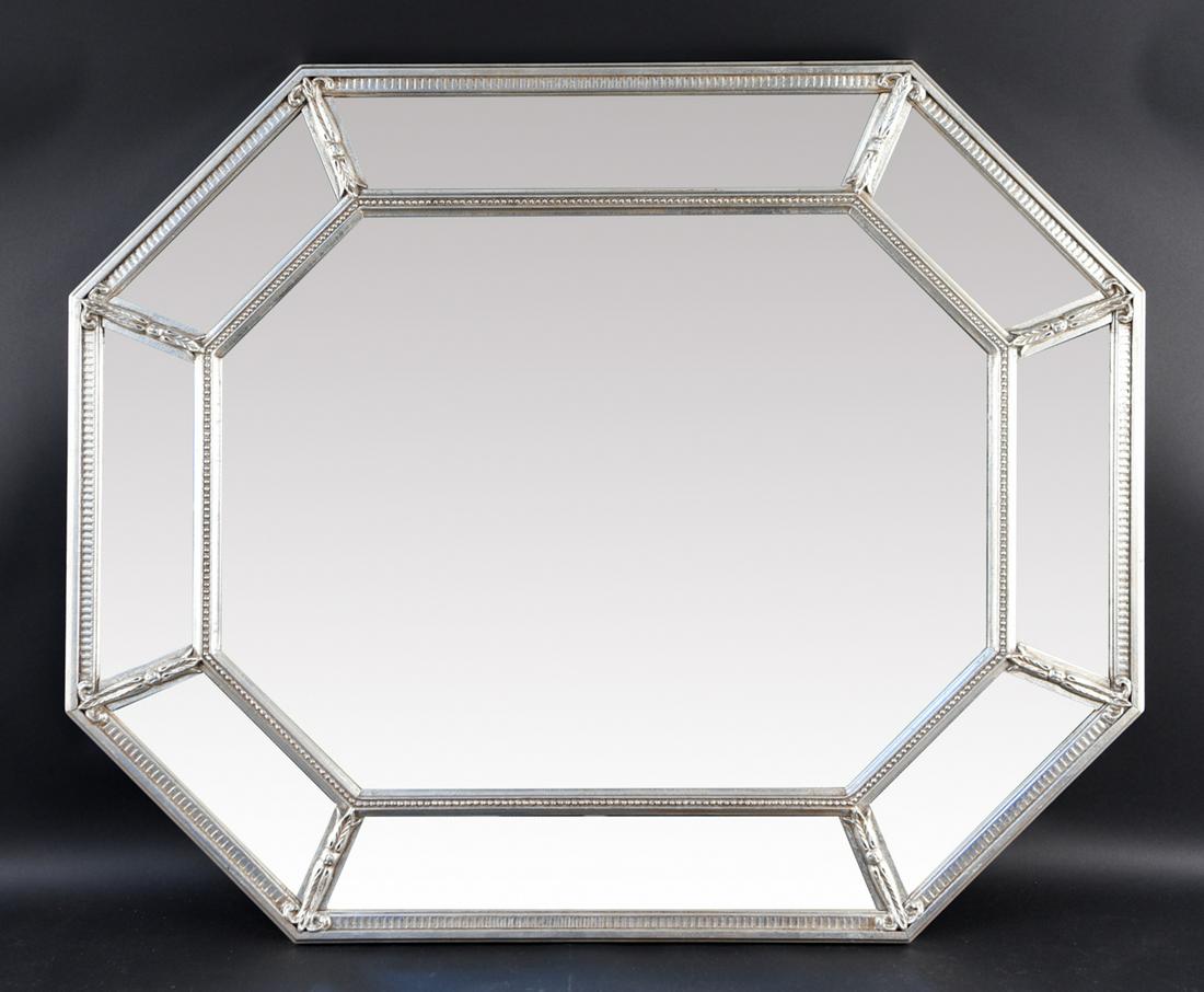 ORNATE SILVER FRAME PANELED MIRROR (1 of 9)