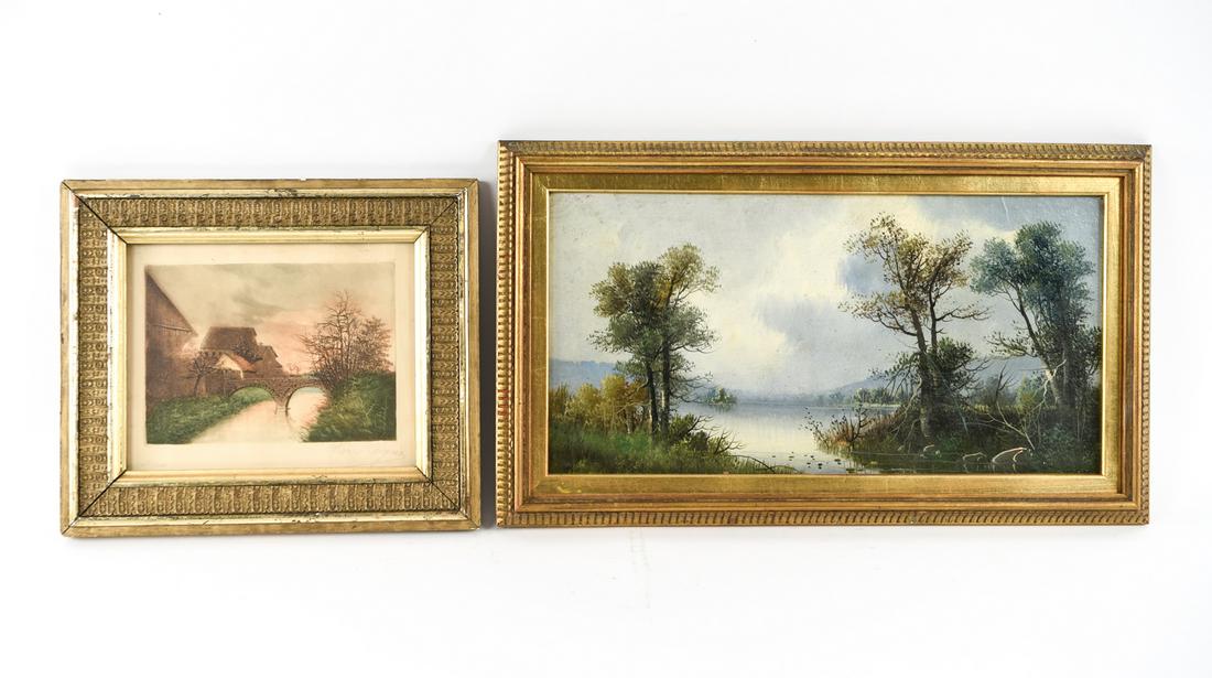 19TH C. PAINTING AND ETCHING GROUPING (1 of 13)