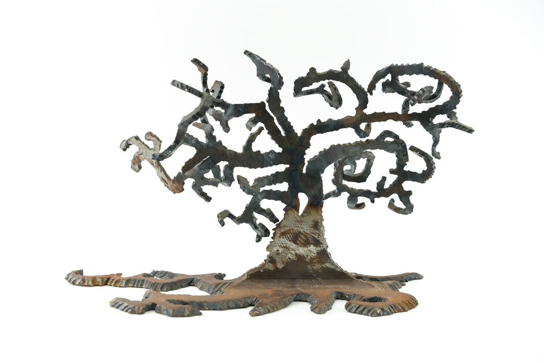 BRUTALIST TORCH CUT SCULPTURE OF TREE (1 of 17)