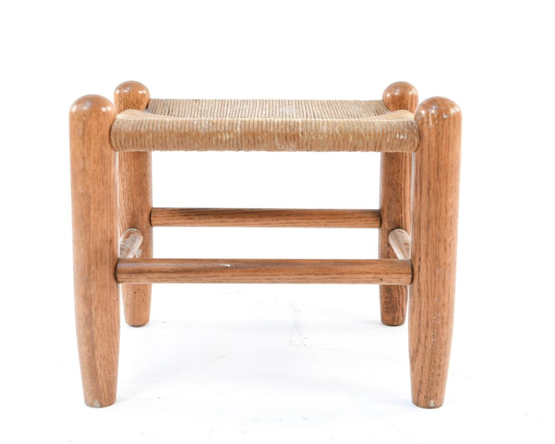 SMALL OAK RUSH SEAT OTTOMAN OR STOOL (1 of 10)
