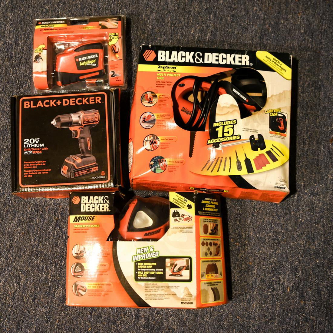 GROUPING OF BLACK AND DECKER TOOLS: as shown some new in box