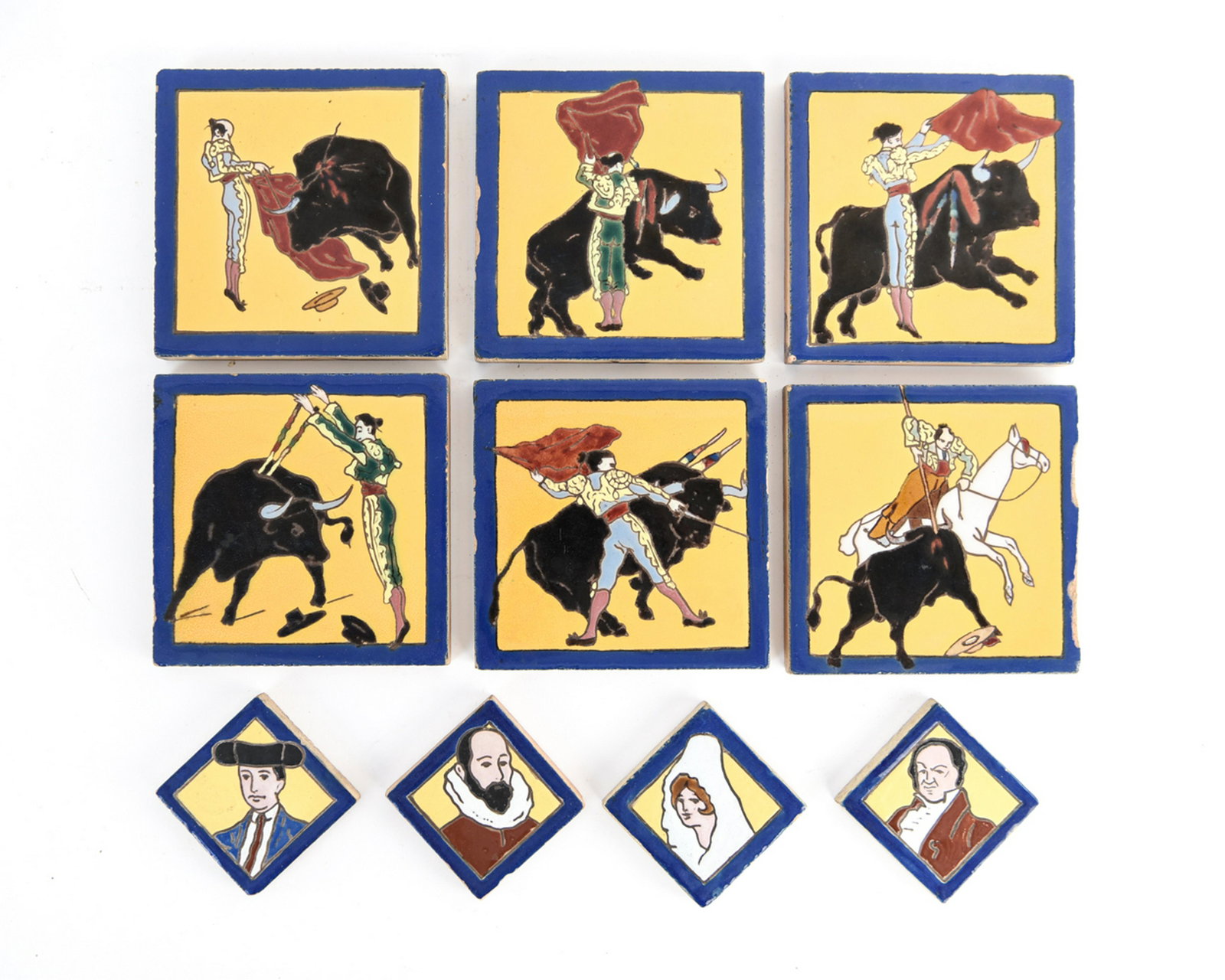 SPANISH GALZED TILES- BULL FIGHTING MATADOR (1 of 16)