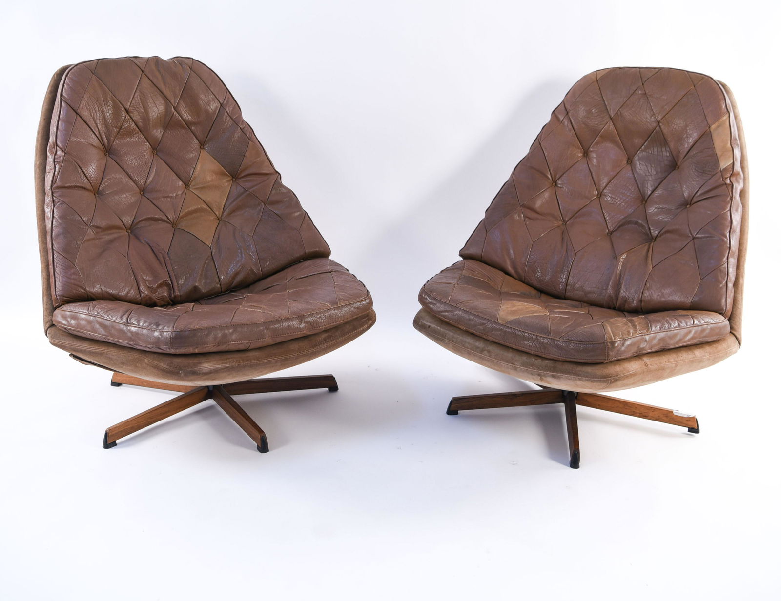 Pair Madsen Schubel Ms 68 Leather Swivel Chairs Aug 25 2019