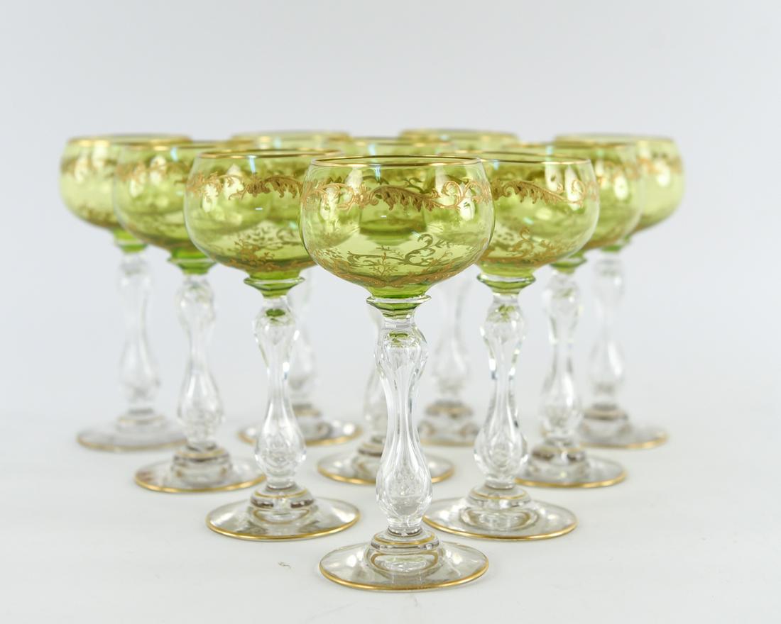 (10) ANTIQUE BOHEMIAN GLASS GOBLETS (1 of 8)