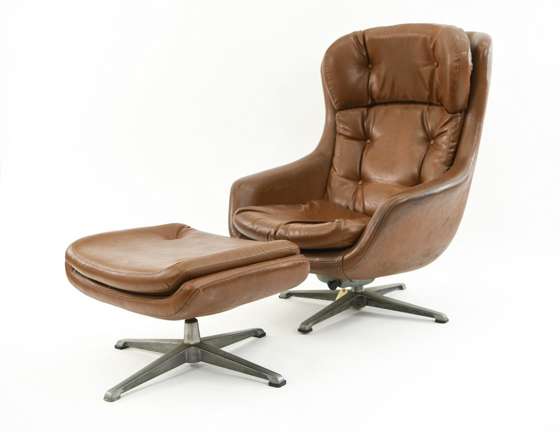 OVERMAN LEATHER LOUNGE CHAIR & OTTOMAN (1 of 14)
