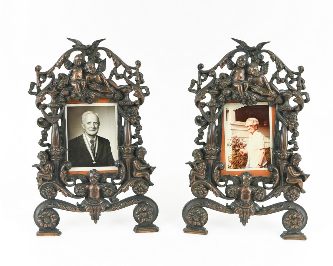 PAIR OF VICTORIAN CAST METAL PICTURE FRAMES (1 of 10)