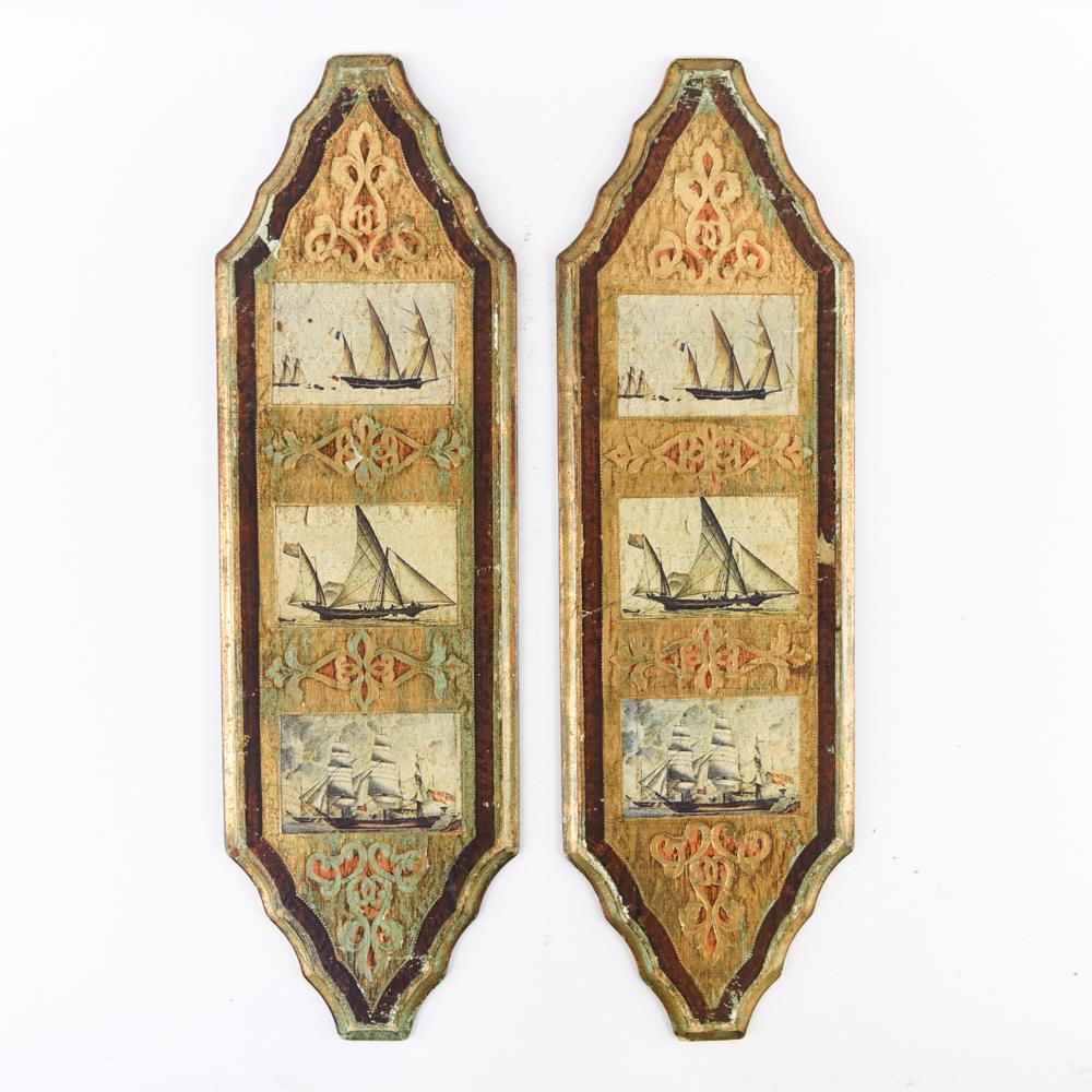 PAIR OF VINTAGE SHIP WALL HANGINGS (1 of 10)