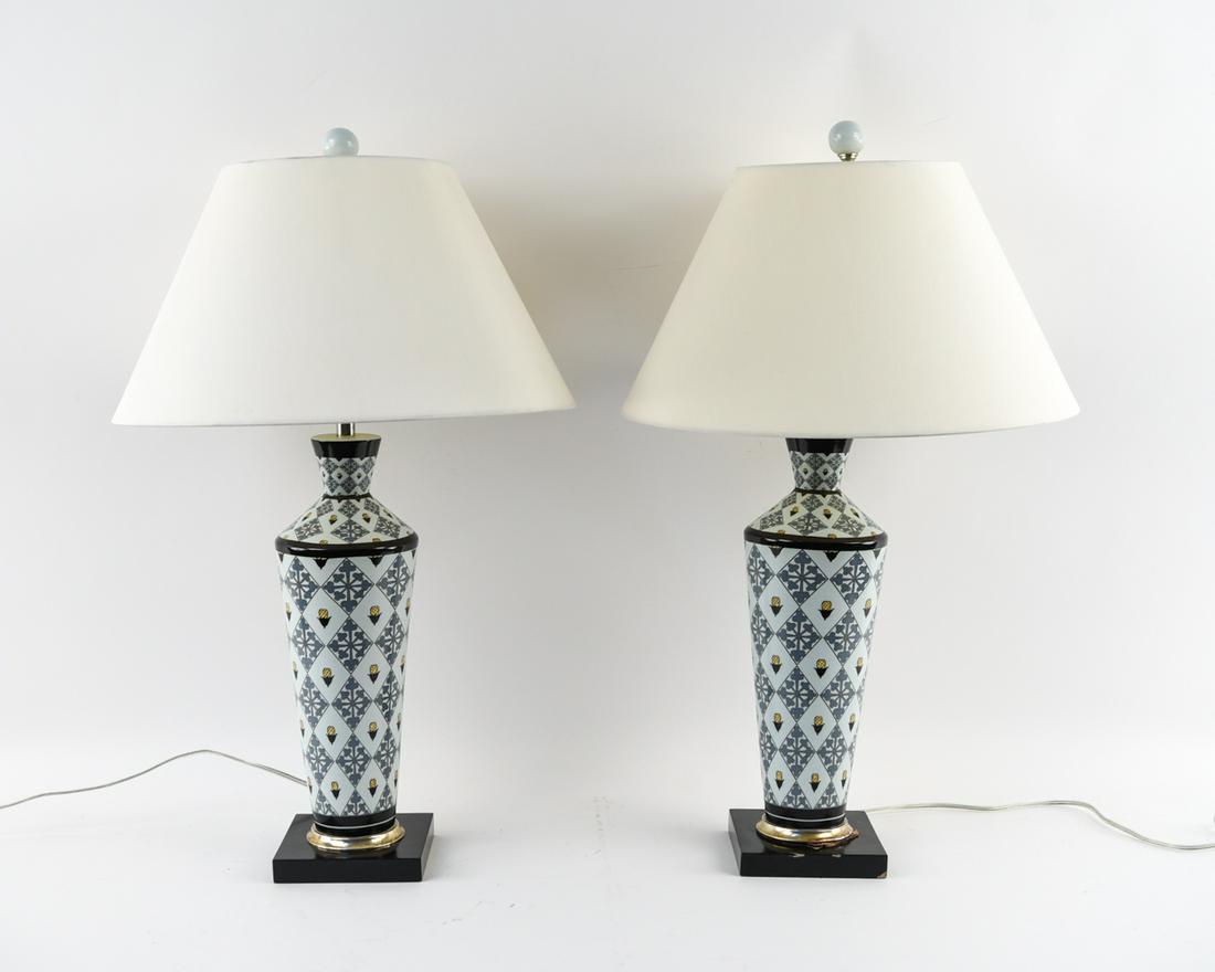 PAIR OF CURREY & COMPANY PORCELAIN LAMPS (1 of 12)