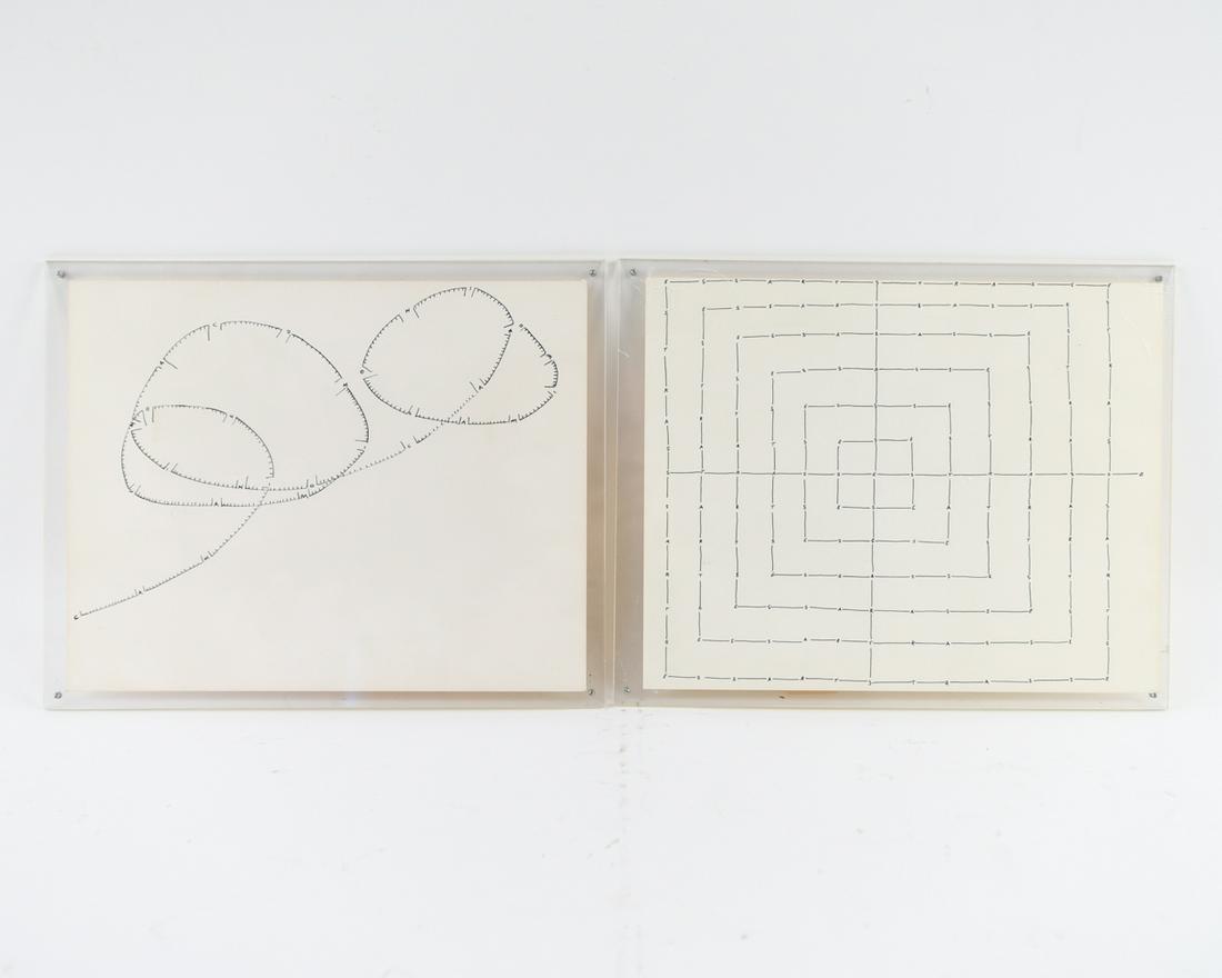 (2) PEN ON PAPER CELIA ABISH LINE DRAWINGS (1 of 12)