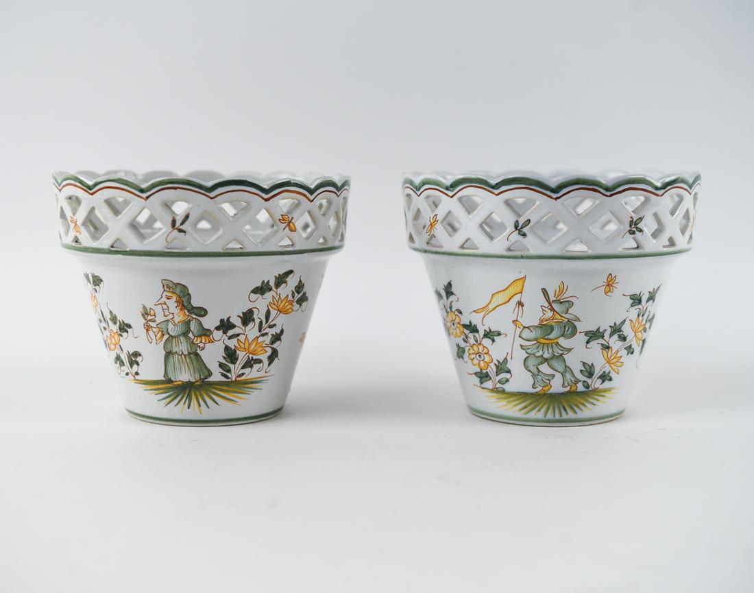 (2) FRENCH FAIENCE PLANTERS (1 of 9)