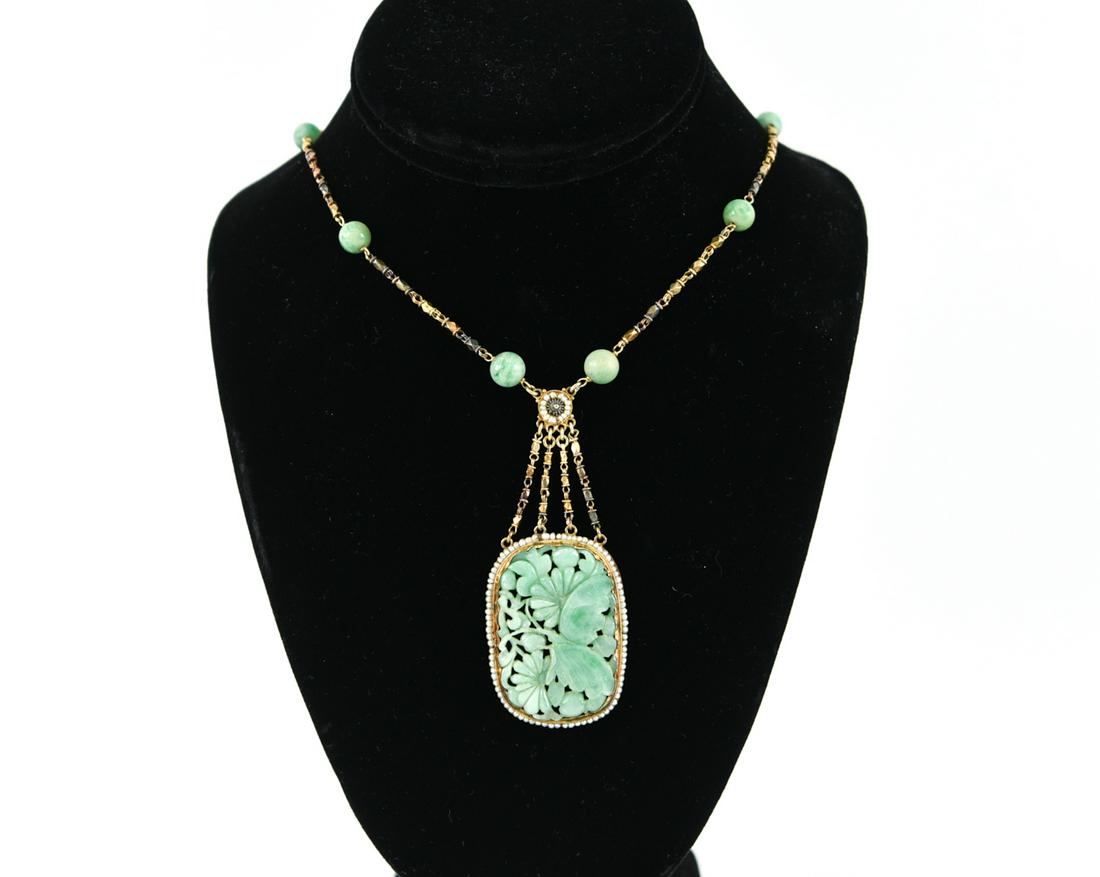 CHINESE GOLD & JADE COURT NECKLACE (1 of 13)