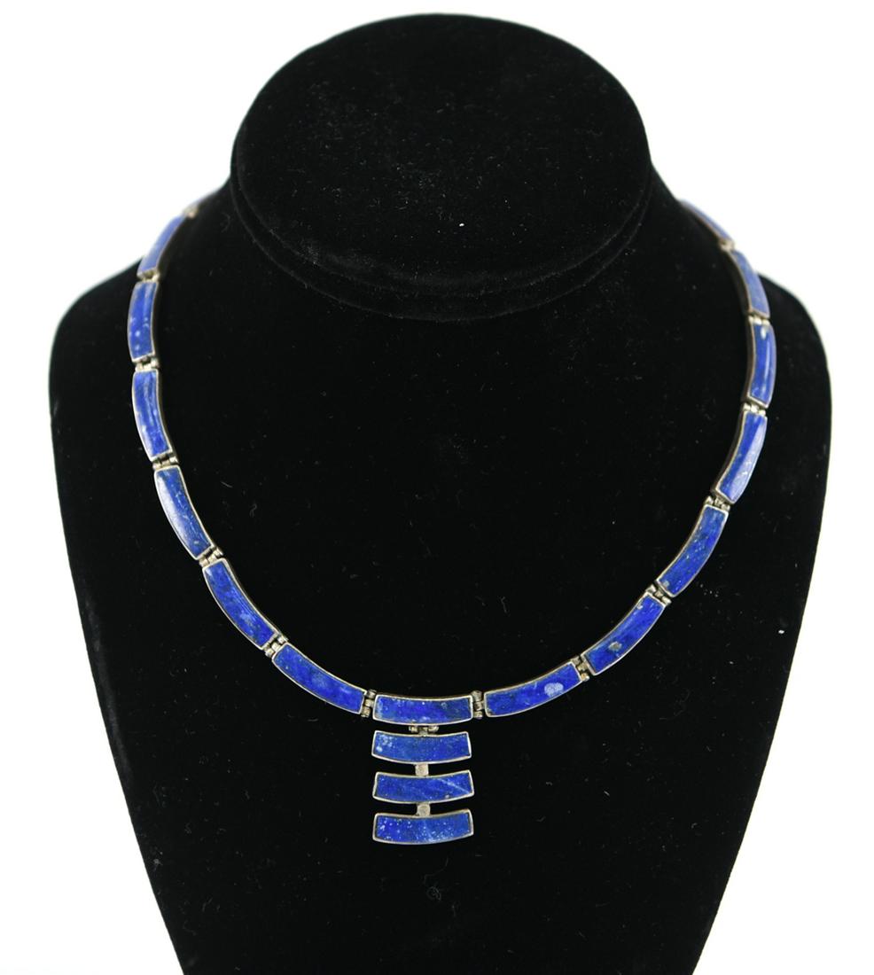 MODERNIST SILVER & LAPIS NECKLACE (1 of 11)