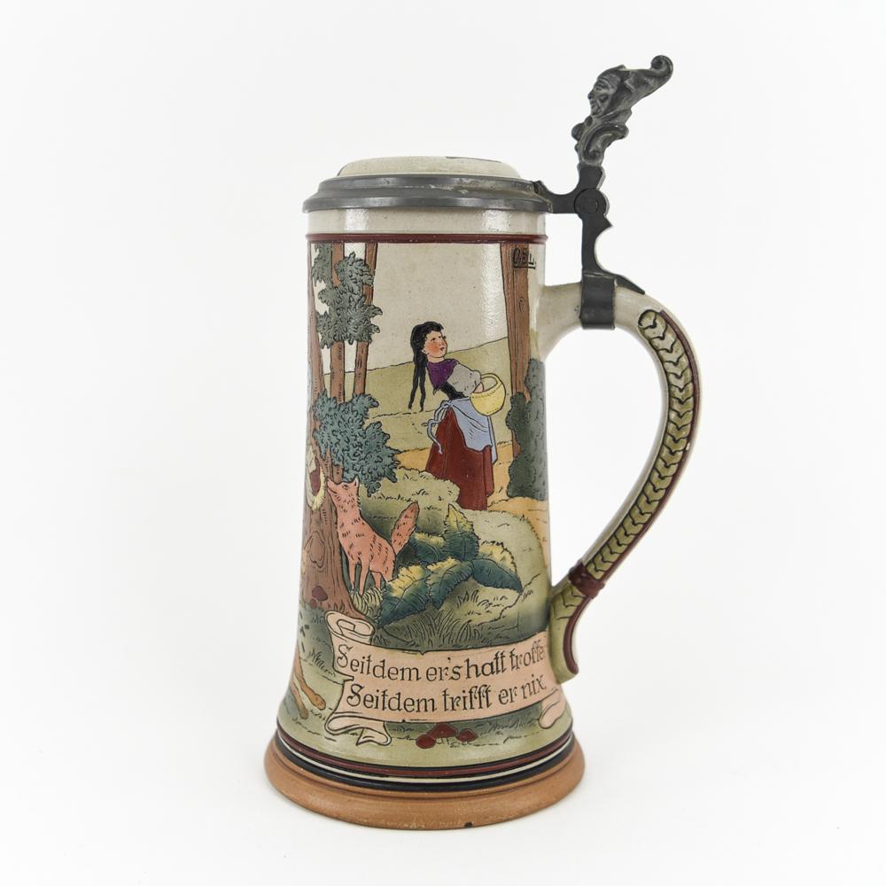 GERMAN BEER STEIN W/ HUNTING SCENE (1 of 11)