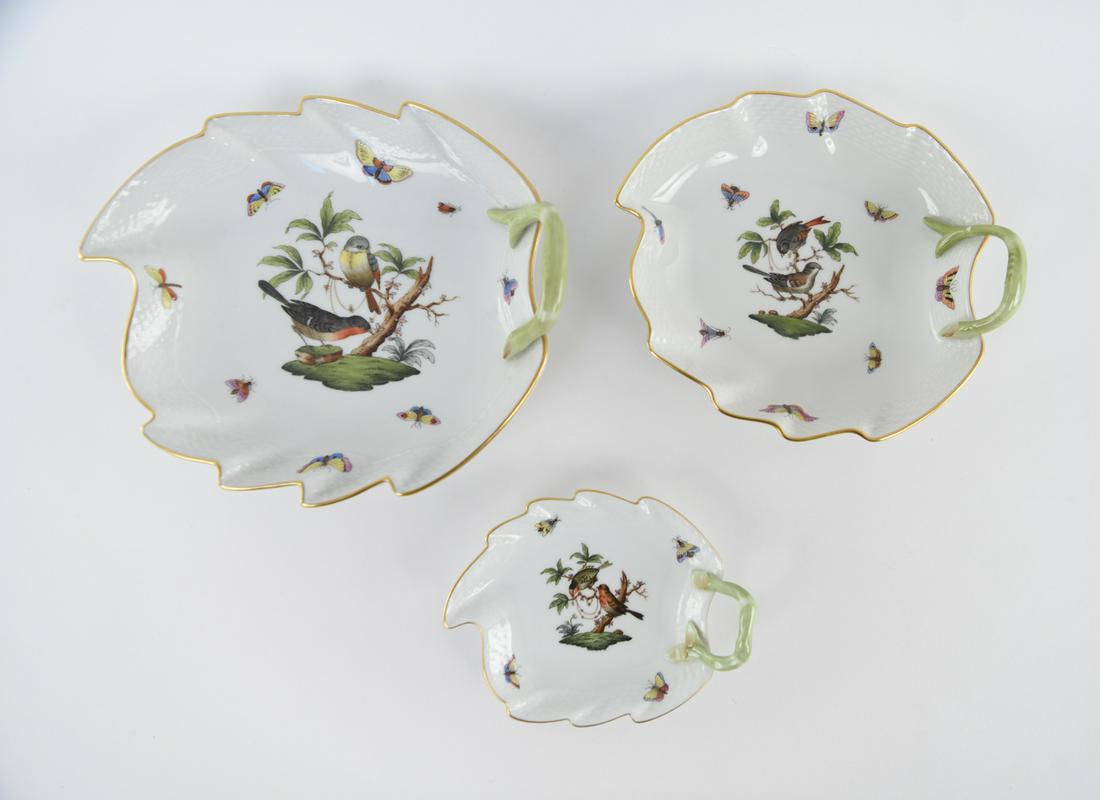 (3) HEREND PORCELAIN LEAF DISHES (1 of 13)