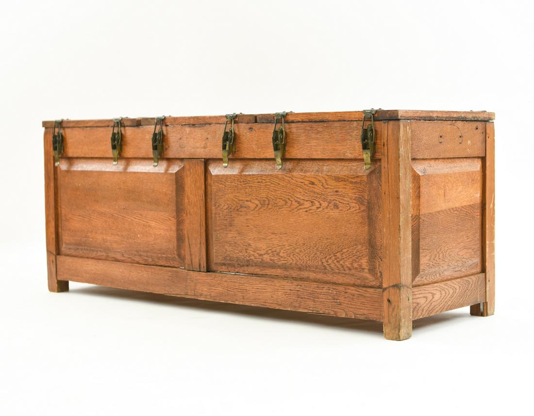 19TH C. THREE-COMPARTMENT OAK STORAGE CHEST (1 of 12)