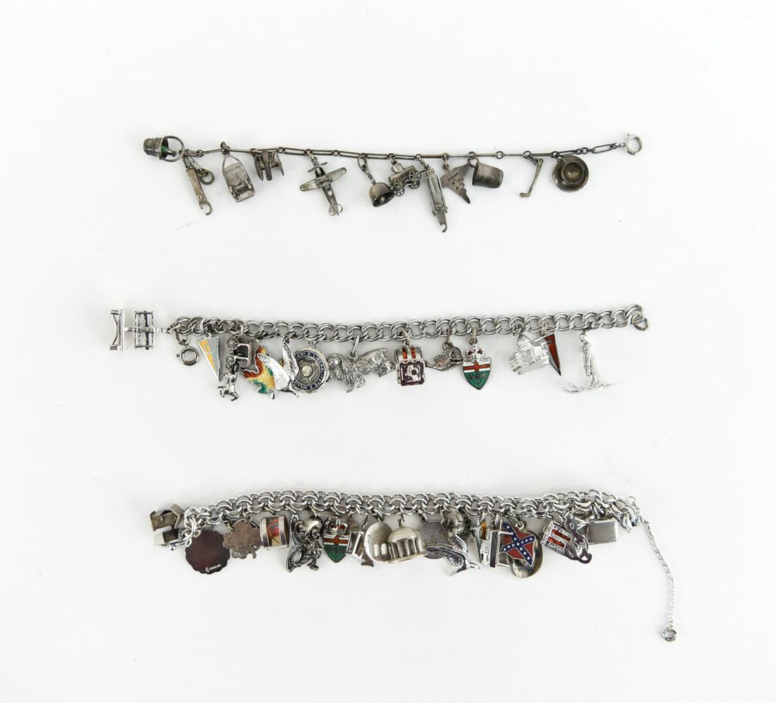 (3) STERLING SILVER CHARM BRACELETS (1 of 19)