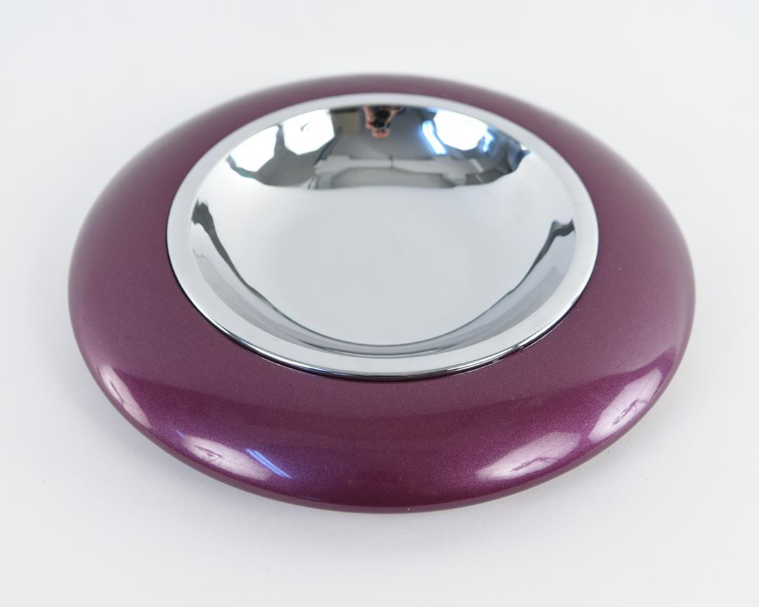 JOHNSON & MARCIUS POSTMODERN BOWL C. 1980: Gene Jonson and Robert Marcius. Marked with sticker underneath. Dimensions: H 2.5" x Dia. 12.5" Condition: No issues to note.