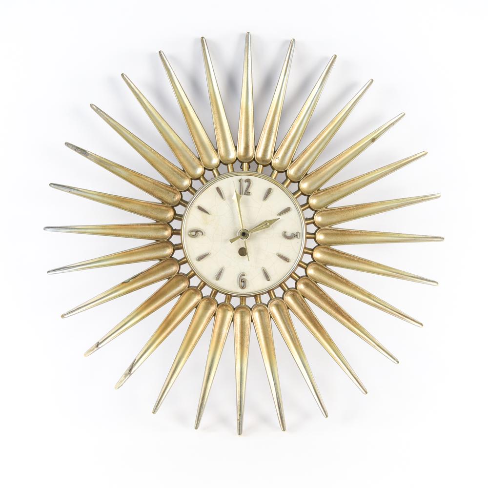 MID-CENTURY SYROCO SUNBURST CLOCK (1 of 9)