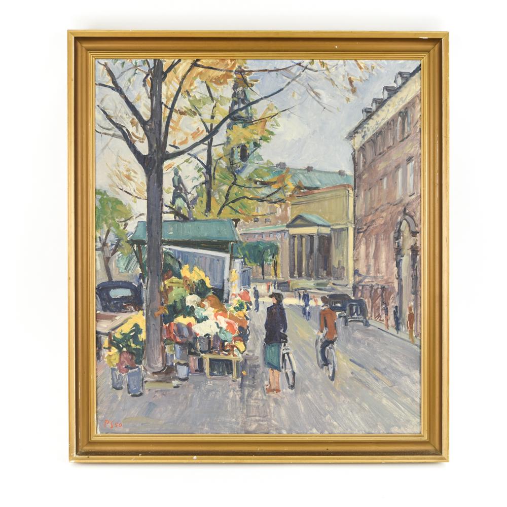 DANISH 20TH CENTURY STREET SCENE W/ FLOWER SELLER (1 of 12)