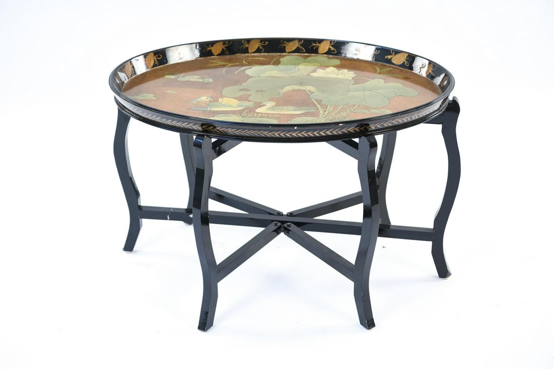 CHINOSERIE BLACK LACQUER TRAY TOP TABLE (1 of 10)