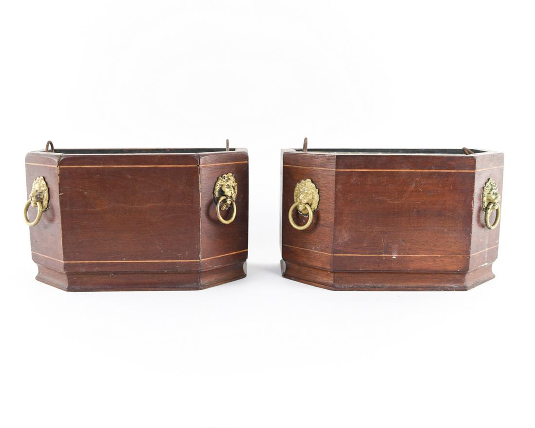 (2) ANTIQUE GEORGIAN STYLE MAHOGANY PLANTERS (1 of 8)