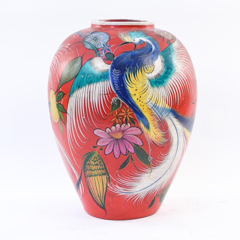 LARGE PAINT DECORATED URN (1 of 8)