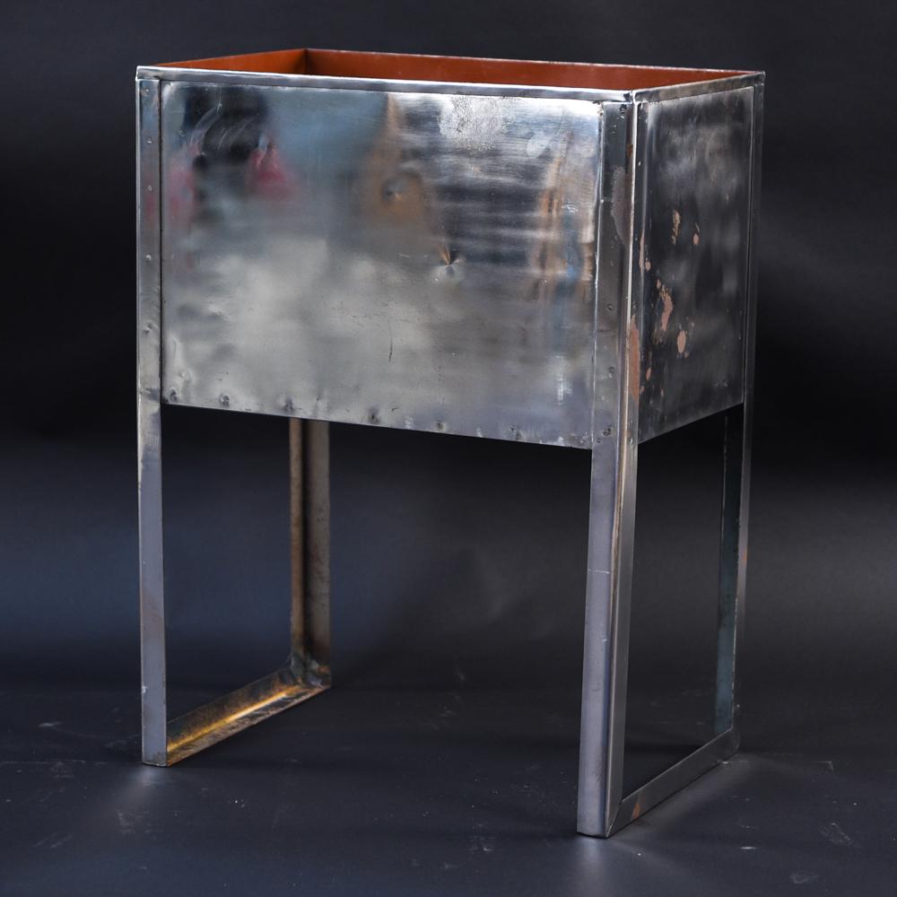 POLISHED STEEL ENGLISH MILL BIN, EARLY 1900'S (1 of 9)