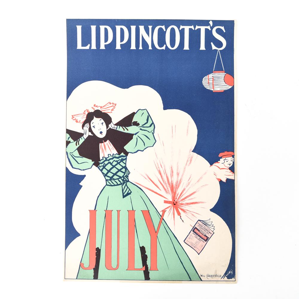 WILL CARQUEVILLE LIPPINCOTT'S JULY 1895 LITHOGRAPH (1 of 10)