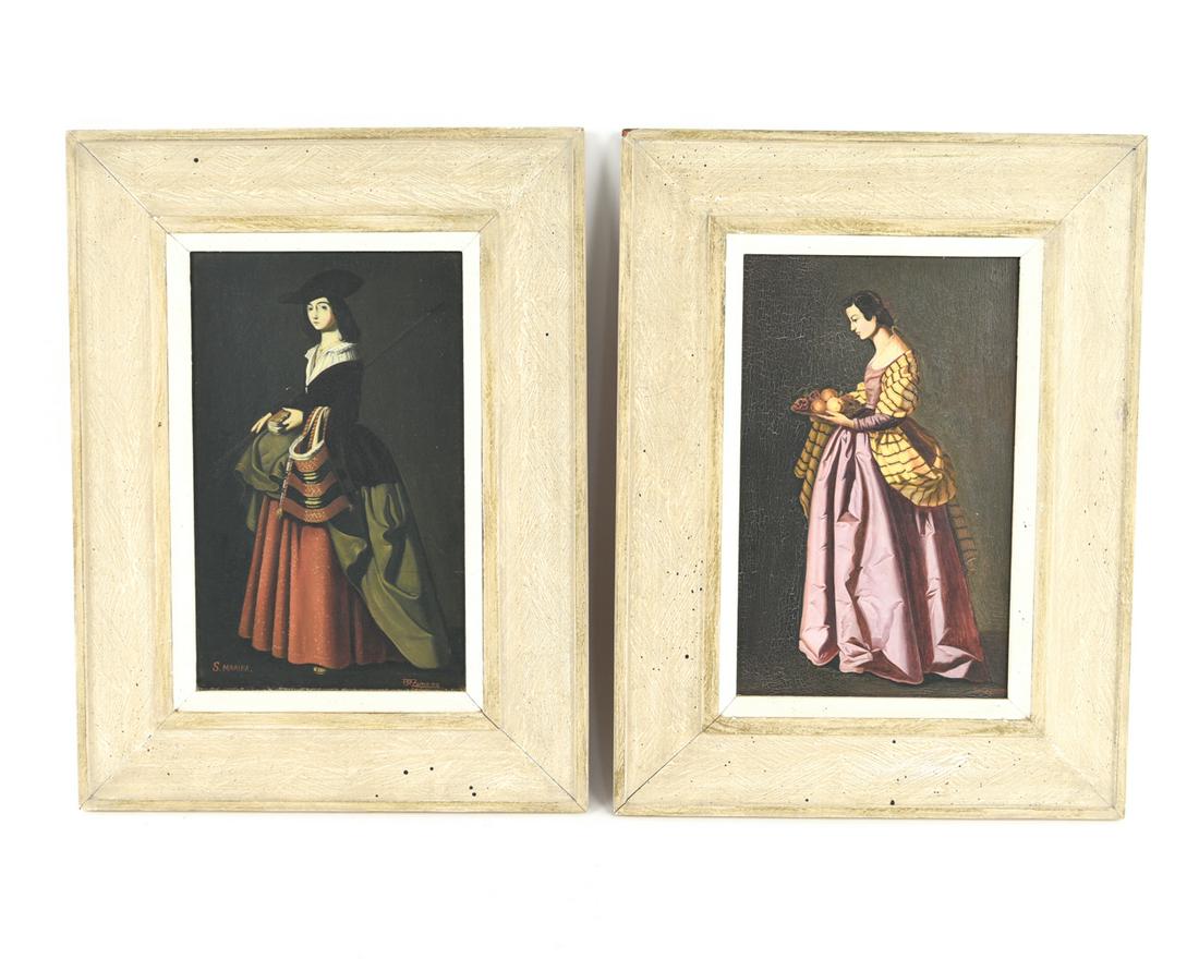 (2) AFTER ZURBARAN OILS ON PANEL, SIGNED (1 of 10)