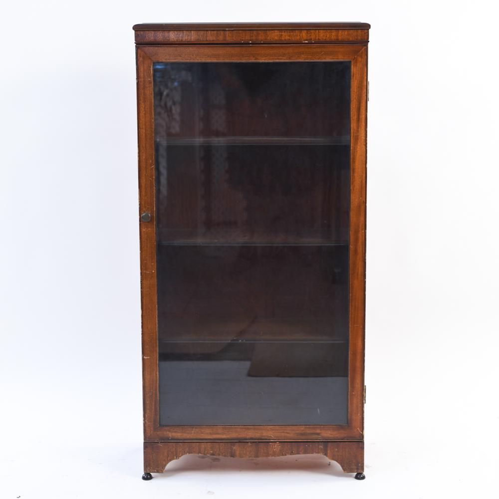 BOOKCASE CABINET: Dimensions: H 49.25" x W 24.5" x D 13" Condition: Scratches, scuffs, finish wear, nicks, dings, and losses. Wear throughout.