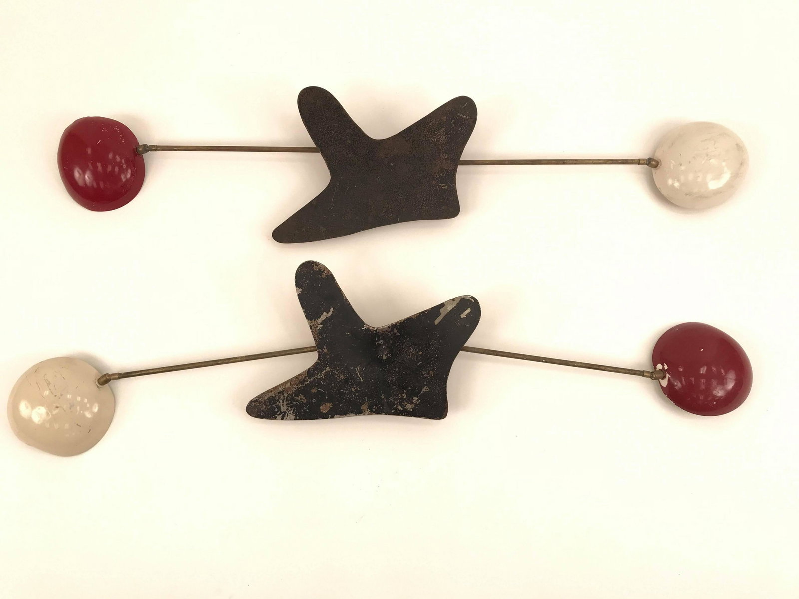 PAIR OF VINTAGE ITALIAN BIOMORPHIC WALL SCONCES: Dimensions: L 31" x W 12" Condition: loss to paint, some rust and denting