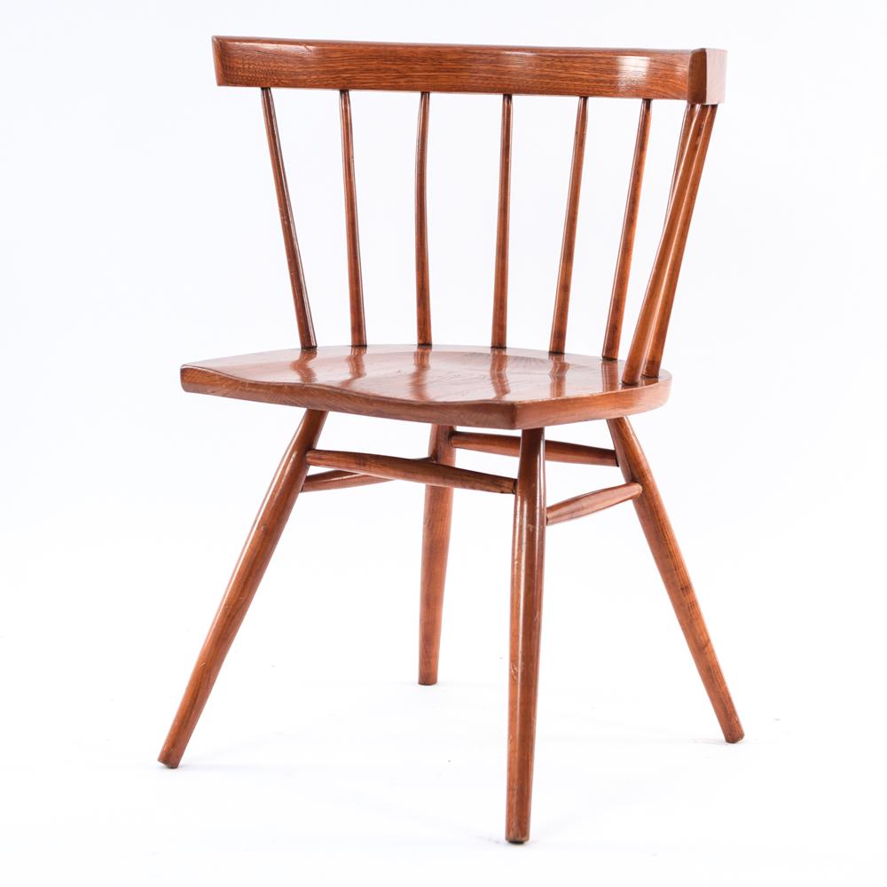 GEORGE NAKASHIMA FOR KNOLL STRAIGHT CHAIR: Dimensions: H 29.5" x W 24" x D 17.5" x SH 16.5" Condition: Showing scratches, rubs, and dings consistent with age and use.