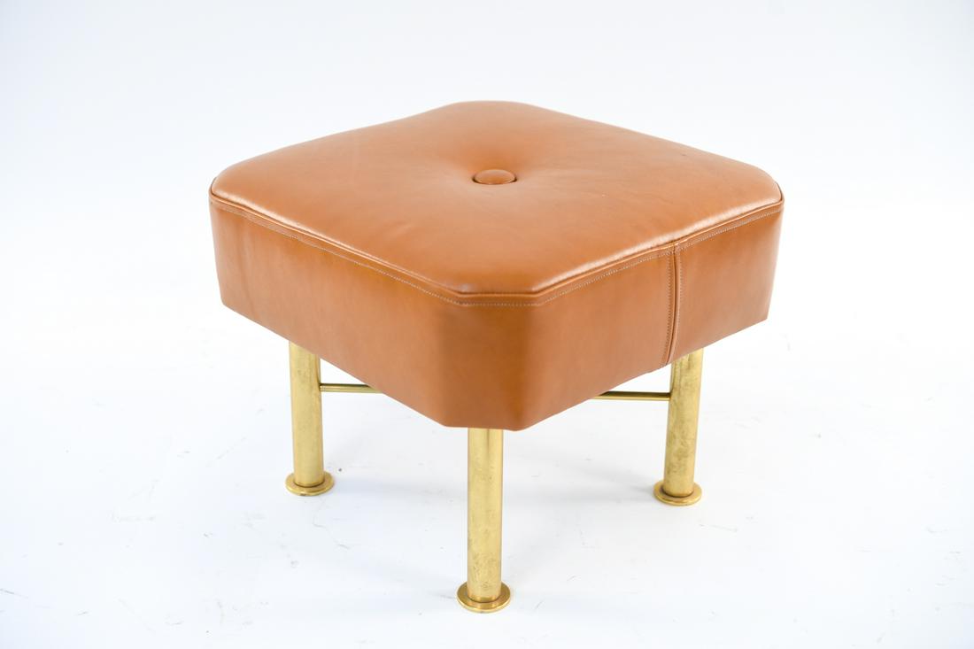 MAISON RAPHAEL BRASS STOOL: Dimensions: H 13.5" x W 17" x D 17" C. 1950s Condition: Showing overall light signs of use.
