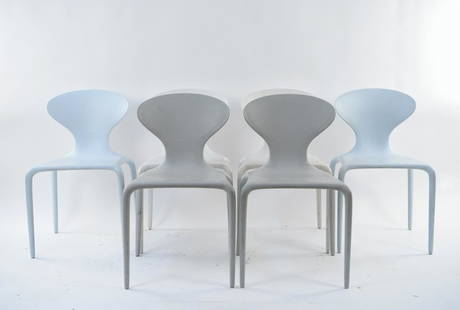 (6) ROSS LOVEGROVE FOR MOROSO SUPERNATURAL CHAIRS: Marked underneath: Supernatural, design by Ross Lovegrove - London, for Moroso, Italy. Dimensions: H 32" x W 18.25" x D 18" x SH 18" Condition: Surface marks and wear. Scuffs, some discoloration. Show