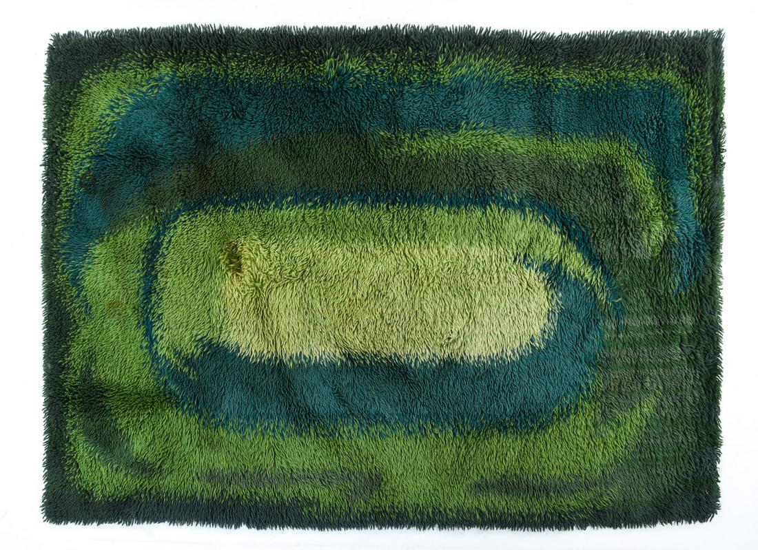 EGE RYA RUG: Tagged Ege Rya. Dimensions: L 78" x W 53.5" Condition: Soiling, in need of cleaning.