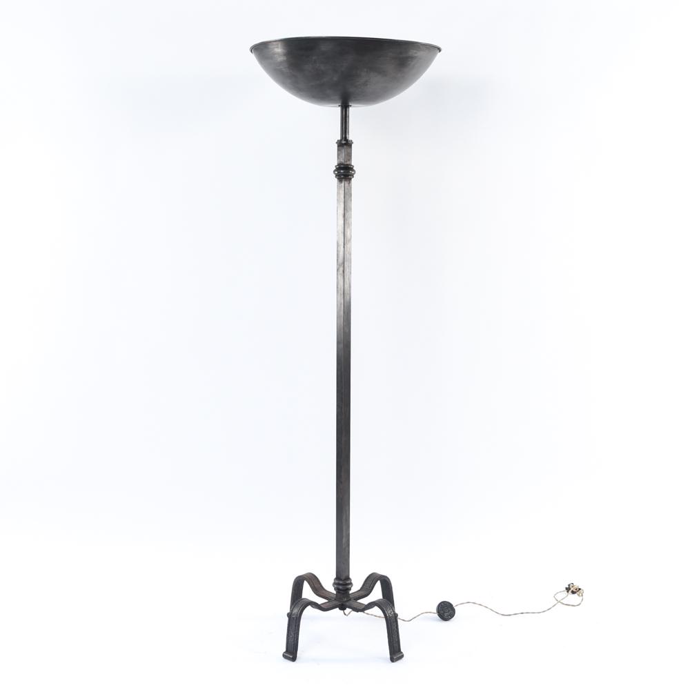 MANNER OF RAYMOND SUBES WROUGHT IRON & BRASS LAMP (1 of 9)