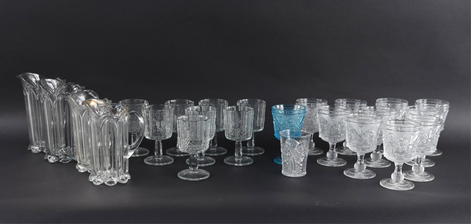 GROUPING OF GOTHIC REVIVAL GLASSWARE PITCHERS ETC. (1 of 12)