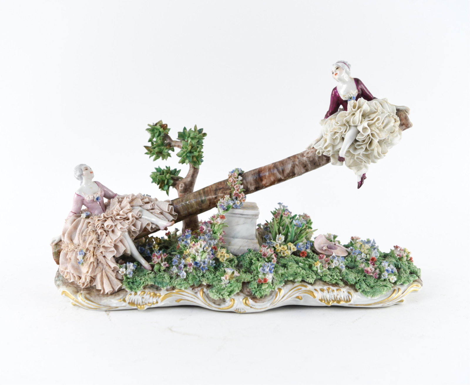 LUIGI FABRIS PORCELAIN SCULPTURE WOMEN ON SEESAW (1 of 16)
