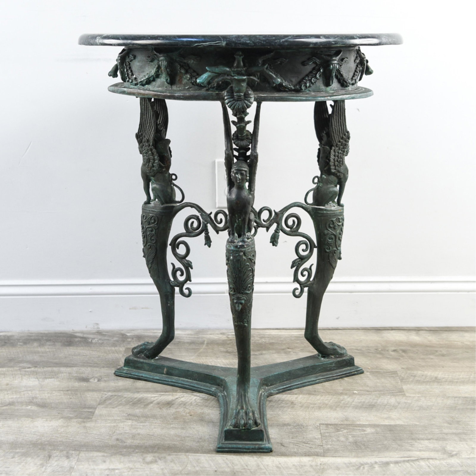 FIGURAL BRONZE AND MARBLE TOP TABLE (1 of 11)