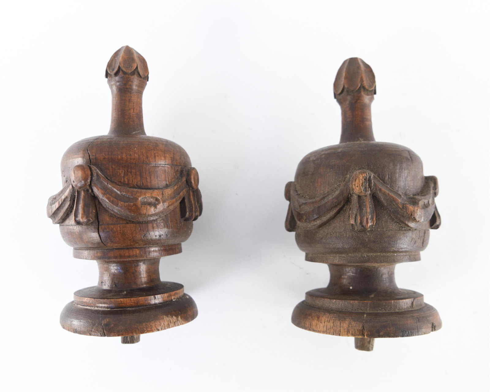 (2) CARVED WOODEN LARGE FINIALS (1 of 8)