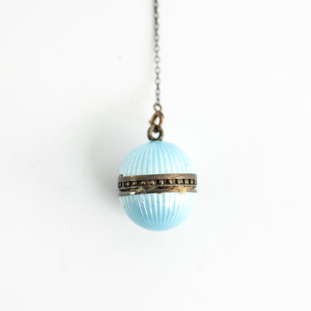 GUILLOCHE ENAMEL SCENT POMANDER BALL NECKLACE (1 of 7)