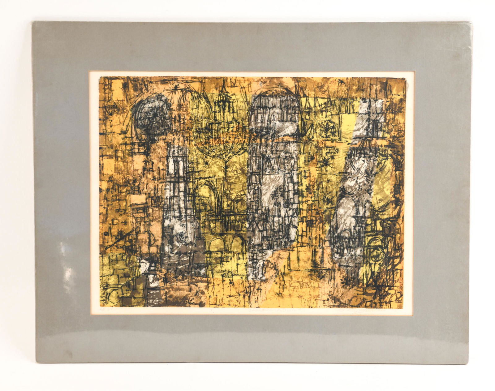 DOROTHY BOWMAN (B 1927) SERIGRAPH: Pencil signed, numbered, and dated '58' Dimensions: (Mat) H 22.25" x W 28" (Sight) H 15.5" x 20.75" Condition: Light toning to paper.