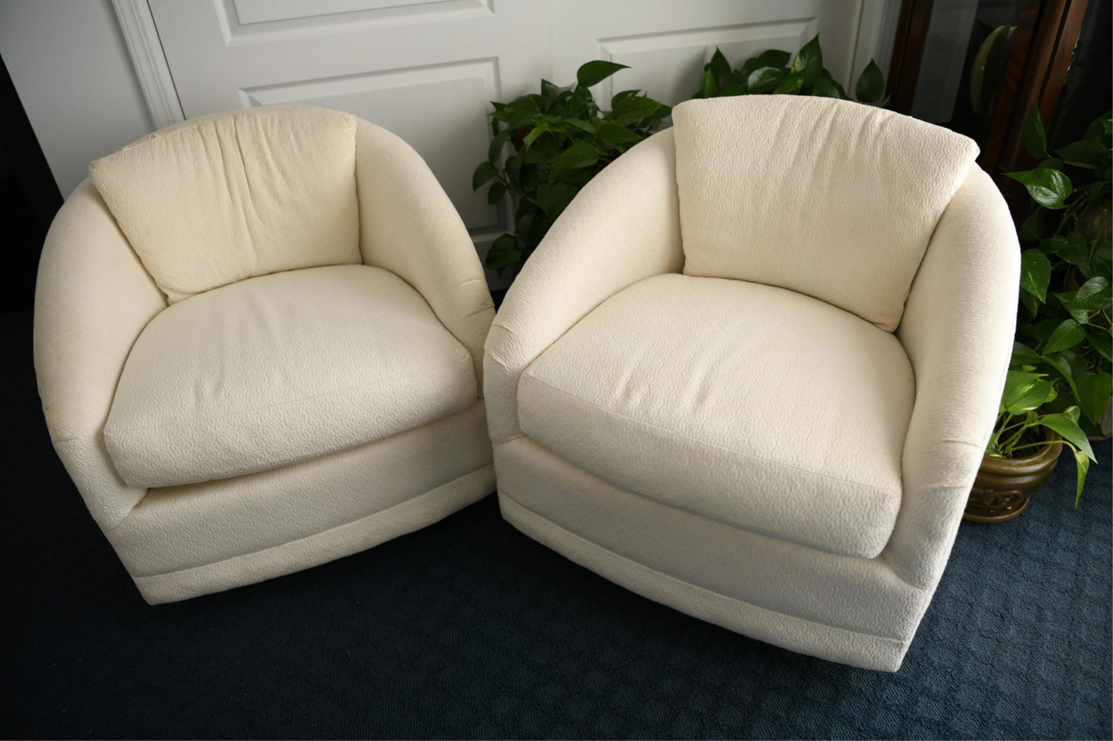 PAIR MAURICE VILLENCY SWIVEL CLUB CHAIRS (1 of 7)
