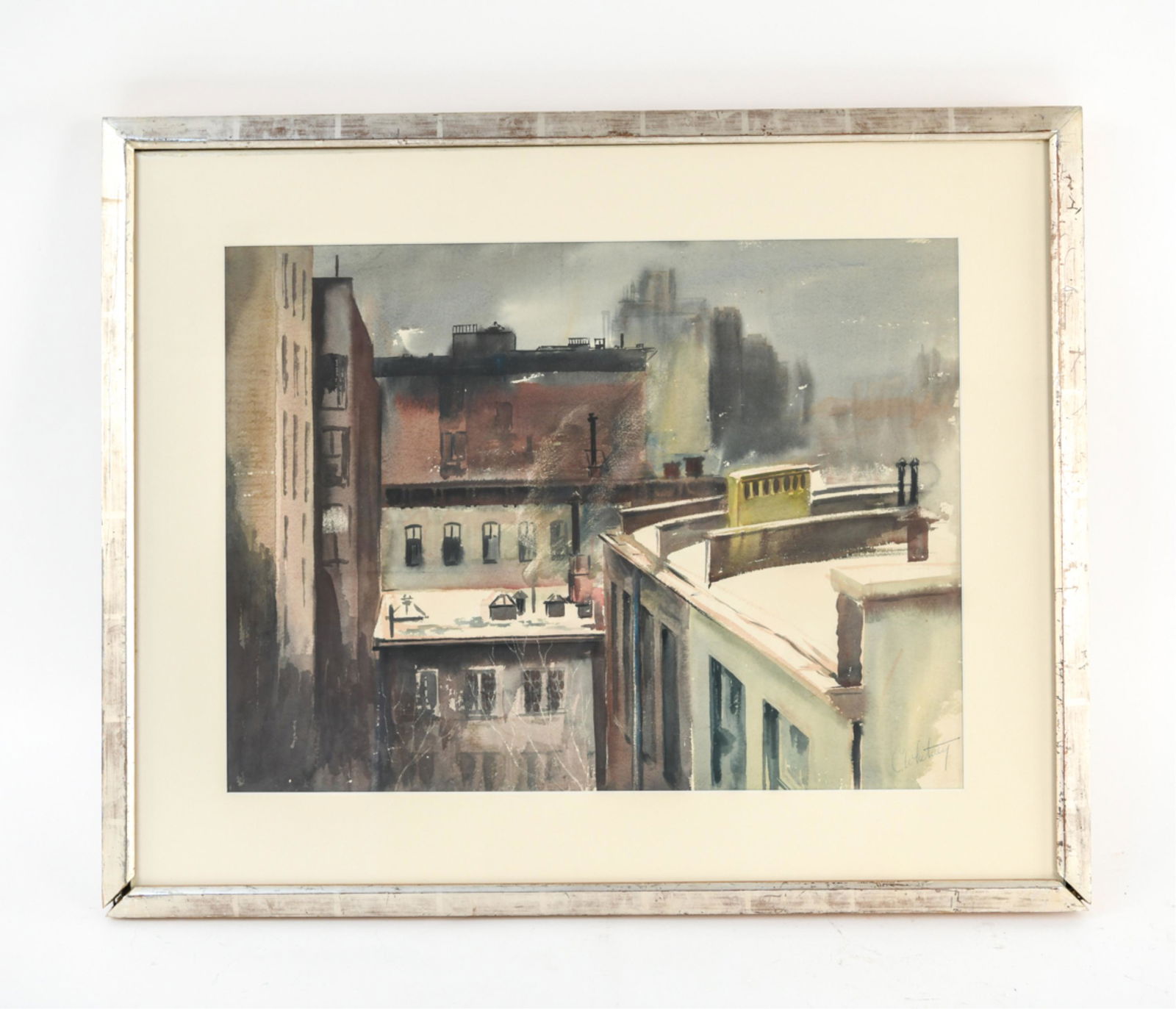 C. WHITNEY, NYC ROOFTOPS WATERCOLOR (1 of 9)