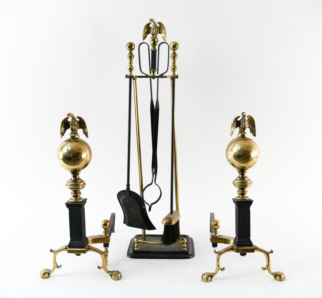 EAGLE FIREPLACE TOOLS & ANDIRONS (1 of 13)