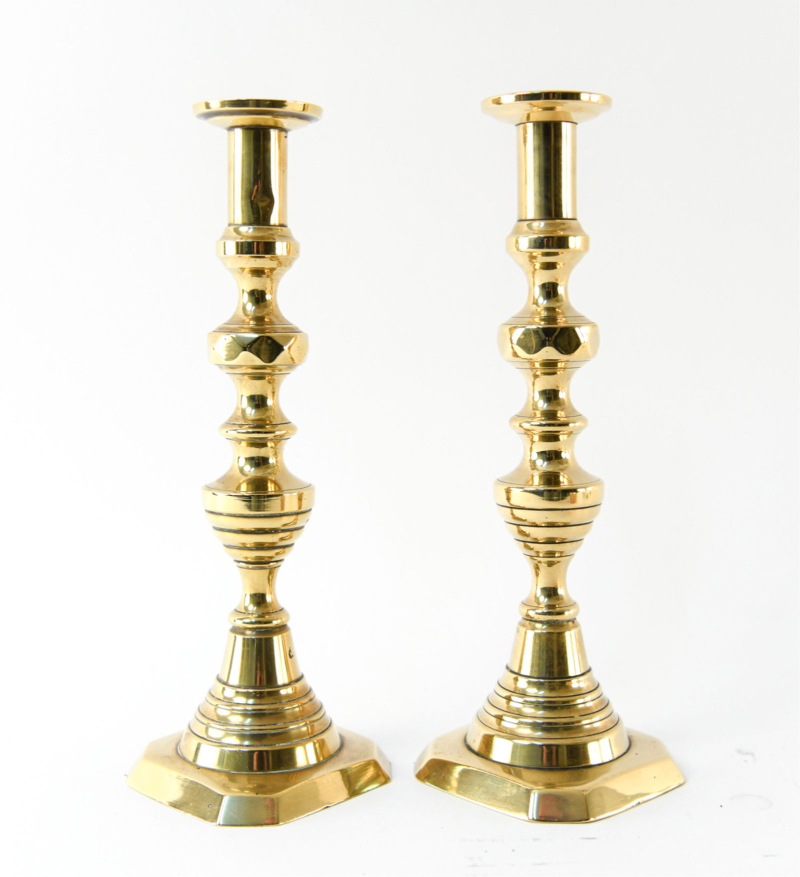 PAIR OF 19TH C. BRASS CANDLESTICKS (1 of 7)