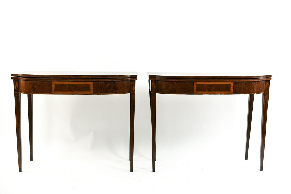 PAIR OF INLAID HEPPLEWHITE STYLE CONSOLE TABLES (1 of 15)