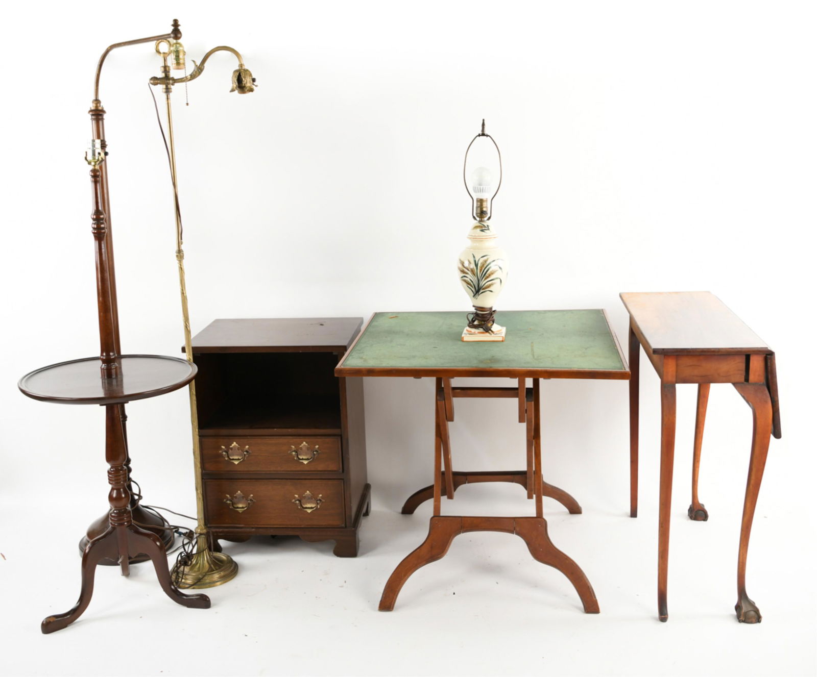 ANTIQUE AND VINTAGE FURNITURE GROUPING: Dimensions: (Largest table) H 27" x W 29" x D 29" Condition: Wear consistent with age and use.